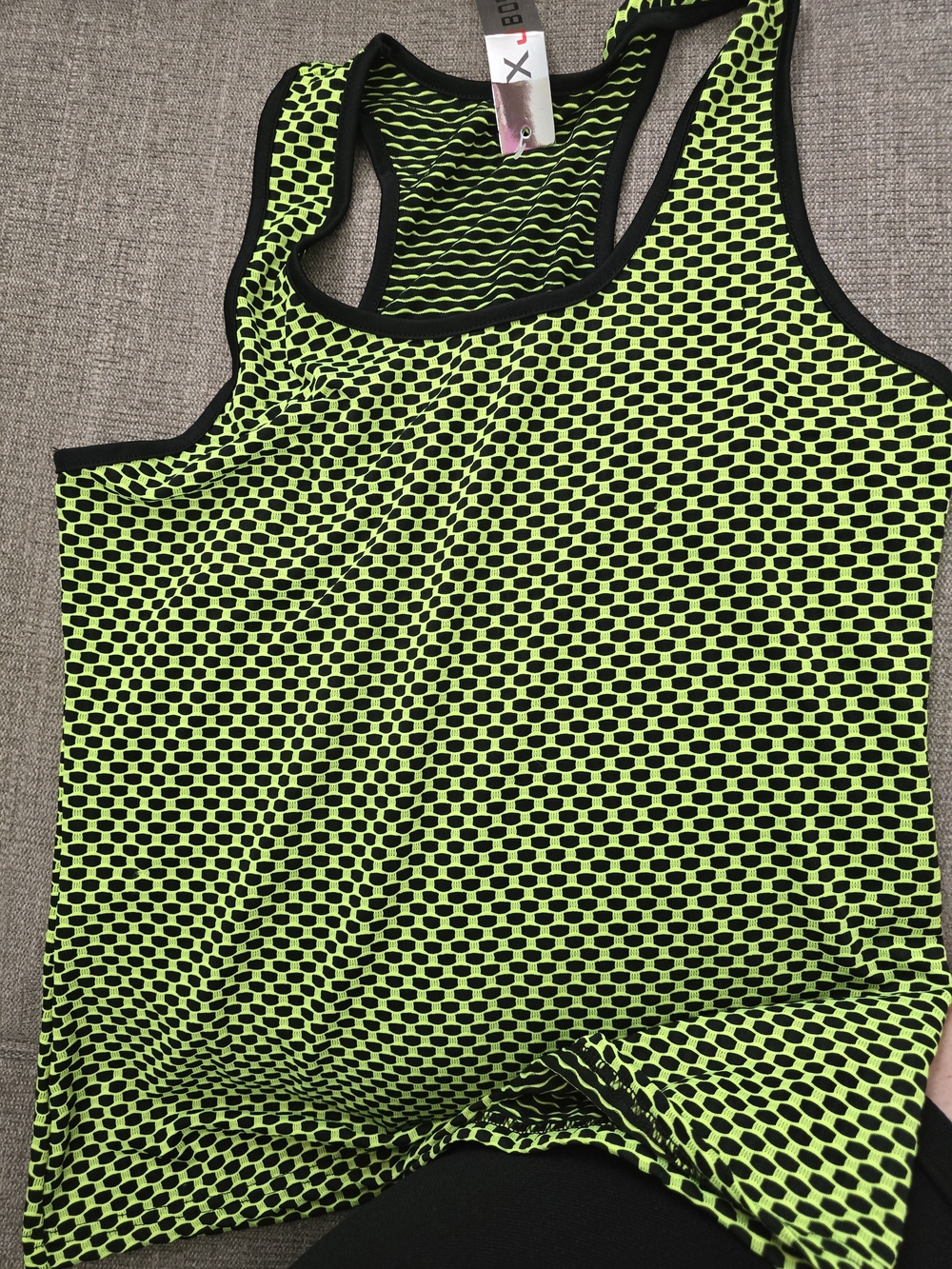 Neon Yellow & Black Mesh Racerback Tank